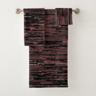 Burgundy mosaic style with rough background bath towel set