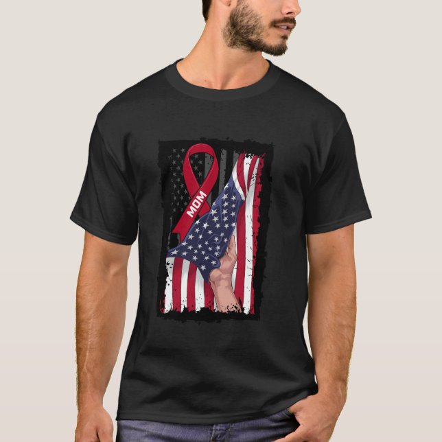 Burgundy Mum Multiple Myeloma Awareness Ribbon Ame T-Shirt (Front)