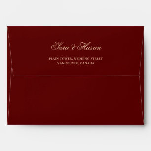 Burgundy Muslim Wedding Return Address Envelope