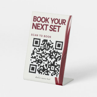 Burgundy Nail Salon Booking QR Code Counter Sign