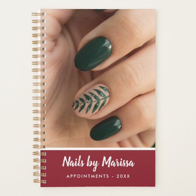 Burgundy Nail Technician Photo Appointment Planner (Front)