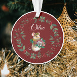 Burgundy Name Cute Mouse Christmas Tree  Ornament<br><div class="desc">Personalise this Burgundy Cute Mouse Christmas Tree Decoration by adding the name of a loved one. A great way to celebrate a special memory with a meaningful keepsake.</div>
