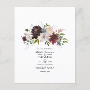 Burgundy, Navy and Blush Floral Wedding Flyer