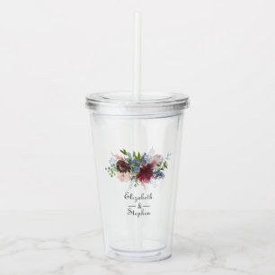 Burgundy, Navy and Blush Pink Wedding Acrylic Tumbler