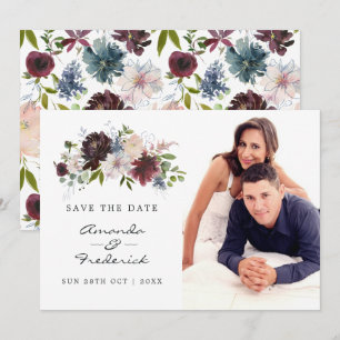 Burgundy, Navy and Blush Pink Wedding Save The Date