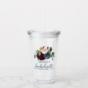 Burgundy Navy Bachelorette Party Favour Tumbler