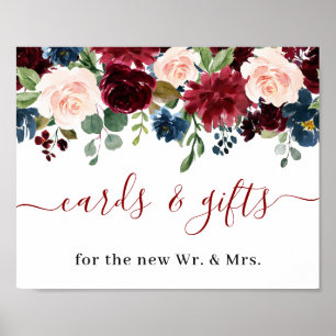 Burgundy Navy Blue Blush Cards & Gifts Wedding Po Poster