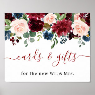 Burgundy Navy Blue Blush Cards & Gifts Wedding Po Poster