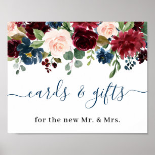 Burgundy Navy Blue Blush Cards & Gifts Wedding Poster