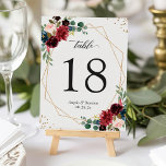 Burgundy Navy Blue Floral Gold Geometric Wedding Table Number<br><div class="desc">Burgundy Red Navy Blue Floral Gold Geometric Frame Wedding Table Number Card. (1) Please customise this template one by one (e.g, from number 1 to xx) , and add each number card separately to your cart. (2) For further customisation, please click the "customise further" link and use our design tool...</div>