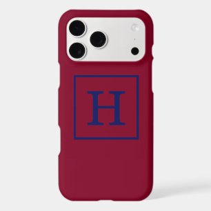 Burgundy Navy Blue Framed Initial Monogram