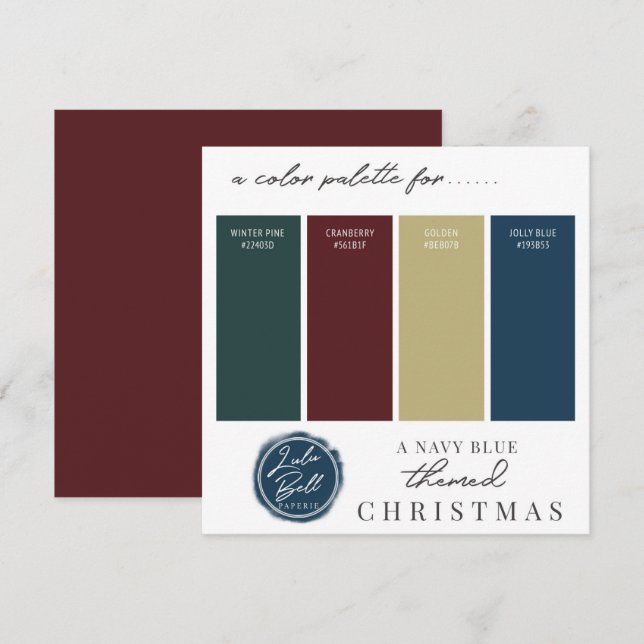 Burgundy Navy Blue Gold & Green Colour Palette Car Invitation (Front/Back)