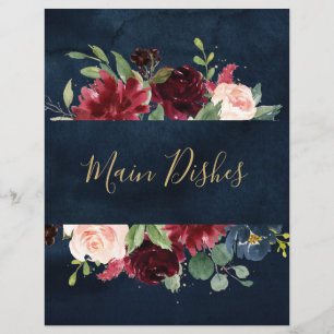 Burgundy Navy Blush Bridal Shower Recipe Divider