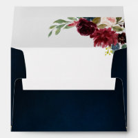 Burgundy Navy Blush Floral Geometric Wedding Envel