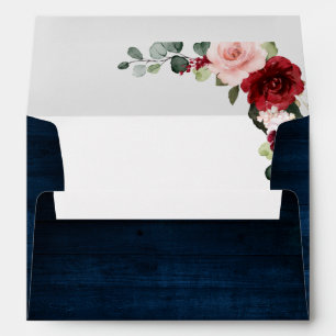 Burgundy Navy Blush Floral Geometric Wedding Envel Envelope