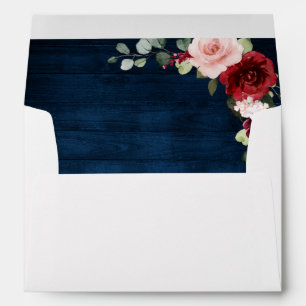 Burgundy Navy Blush Floral Geometric Wedding Envel Envelope