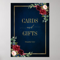 Burgundy Navy Blush Floral Gold Cards and Gifts
