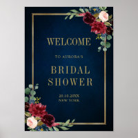 Burgundy Navy Blush Floral Gold Geometric Welcome