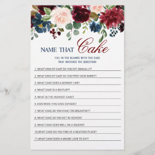 Burgundy Navy Blush Flowers Bridal Shower Games