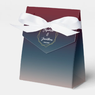 Burgundy Navy Blush Ombre Geometric Wedding Favour Box