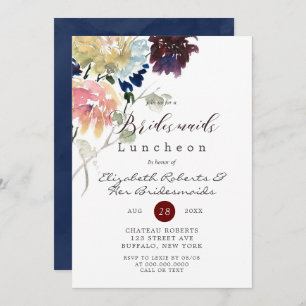 Burgundy Navy Blush Peony Bridesmaids Luncheon 