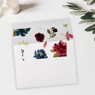 Burgundy & Navy, Blush Pink Floral 3 Envelope