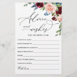 Burgundy Navy Eucalyptus Rose Wishes & Advice Card<br><div class="desc">Burgundy Navy Eucalyptus Rose Wishes & Advice Card.
Personalise with the bride to be's name and date of shower. 
For further customisation,  please click the "customise further" link. If you need help,  contact me please.</div>