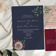 Burgundy Navy Floral Fall Wedding