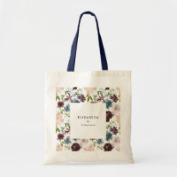 Burgundy Navy Floral Pattern Custom Bridal Party