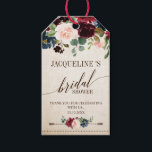Burgundy Navy Floral Rustic Boho Bridal Shower Gift Tags<br><div class="desc">Watercolor burgundy red navy blush pink rustic country classy floral bridal shower thank you gift tag template with green botanical foliage and eucalyptus leaves in wooden background. This beautiful easy to customise design can match easily with your wedding colours, styles and theme and it is a perfect choice for fall...</div>