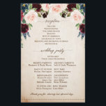 Burgundy Navy Floral Rustic Boho Wedding Program<br><div class="desc">Watercolor burgundy red navy blush pink rustic country classy floral wedding program card template with green botanical foliage and eucalyptus leaves in wooden background. This beautiful easy to customise design can match easily with your wedding colours, styles and theme and it is a perfect choice for fall midsummer or winter...</div>