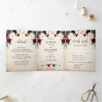 Burgundy Navy Floral Rustic Country Boho Wedding