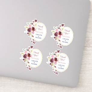 Burgundy Navy Floral Wedding Thank You Contour