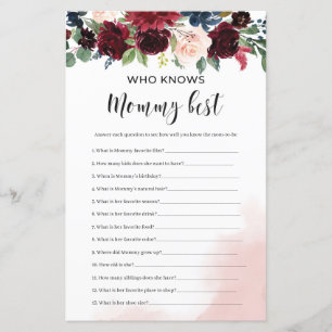 Burgundy navy floral who knows mummy best game