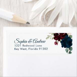 Burgundy & Navy Flowers Rustic Wood Wedding