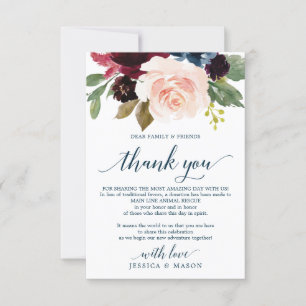 Burgundy Navy In Lieu of Favours Place Card