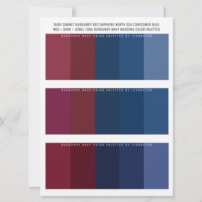 Burgundy Navy & Jewel Tone Wedding Colour Palettes (Front)