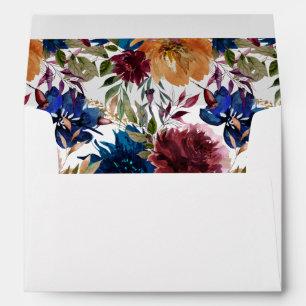 Burgundy & Navy Orange Fall Floral Envelope