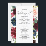 Burgundy & Navy Pink Blush Floral Wedding Program Invitation<br><div class="desc">Invite your guests into your wedding with your beautiful Wedding ceremony Burgundy & Navy Pink Blush Floral Wedding Ceremony Programs.</div>
