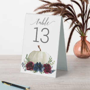 Burgundy Navy Pumpkin Wedding Table Numbers