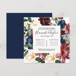 Burgundy Navy Rehearsal Dinner Invitation
