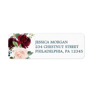Burgundy Navy Return Address Label