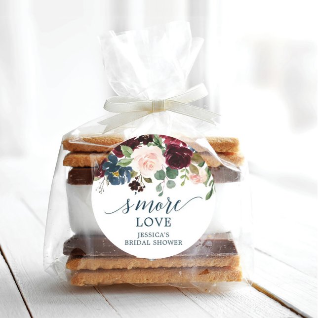 Burgundy Navy S'More Love - Favour Stickers (Creator Uploaded)
