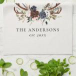 burgundy navy stag watercolor floral elegant bath  tea towel<br><div class="desc">Rustic foliage,  floral and stag antlers home personalise wedding gift towel set. With beautiful watercolor foliage,  white,  burgundy,  navy blue and pale pink florals,  stag antlers,  this modern rustic set will look classy in your home and great reminder of your special day.</div>