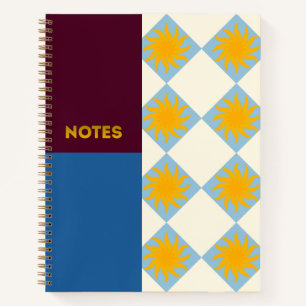 Burgundy Navy Sunburst Diamond Notebook - L