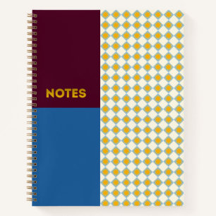 Burgundy Navy Sunburst Diamond Notebook - S