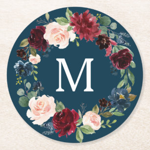 Burgundy Navy Wedding Coasters