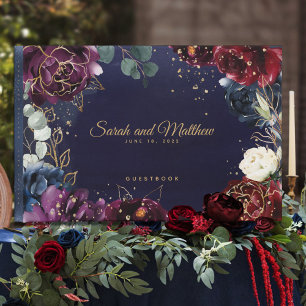 Burgundy Navy Wedding Guest Book
