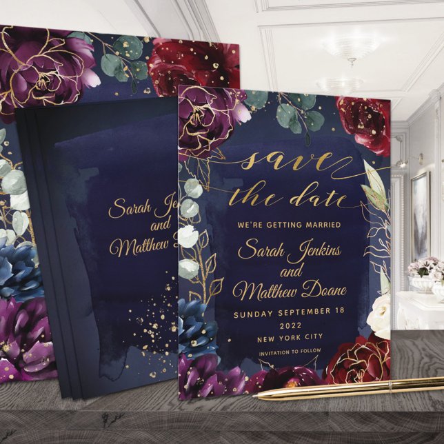 Burgundy Navy Wedding Save The Date II (Creator Uploaded)