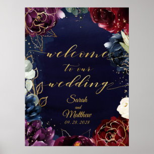 Burgundy Navy Welcome To Our Wedding 18x24" Poster